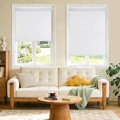 Grandekor Motorized Roller Shade with Remote Control,Motorized Blinds 100% Blackout Electric Shades, Cordless Window Blinds Shades for Bedroom Living Room Office,White,W31 xH72