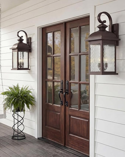 FEMILA 26" Outdoor Wall Sconce, Large Exterior Lighting Fixtures, 3-Light Outdoor Wall Lantern Porch Lights for Patio, Garage, Doorway, ORB Finish, E12 Base, 4FD54B-L ORB-WP