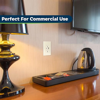 TOPGREENER 2-Port USB Outlet, 4.2A Type C USB Wall Outlet, Light Almond | USB Receptacle, 15 Amp TR Receptacle Plug, Charging Power Outlet with USB C&A Ports, Wall Plate Included,TU21536AC-LA,2 Pack