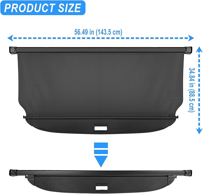 AUXKO Retractable Cargo Cover for Hyundai Santa Fe 2026 2025, Trunk Cover Luggage Security Shade Cover for 2026-2024 Hyundai Santa Fe Shielding Shade Anti-Peeping Luggage Privacy Screen, Carbon Fiber