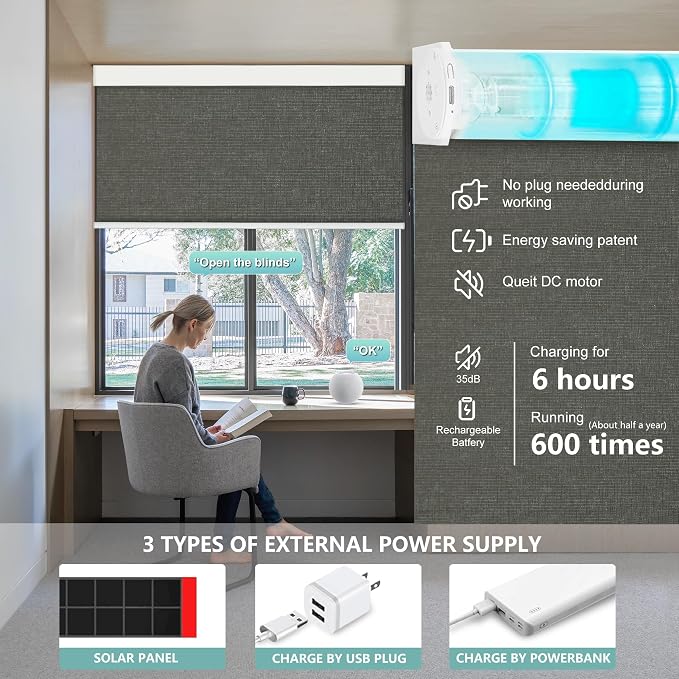 Motorized Blinds with Remote,103% Blackout Motorized Roller Shades