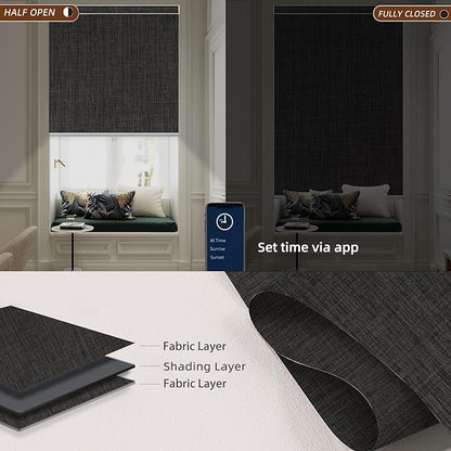 Motorized Blinds Roller Shade with Remote: Canisteo Automatic Smart Blind for Windows 100% Blackout, Electric Blinds Compatible with Alexa/Google Home/Apple Homekit, Customized Size, Neat Dark Grey