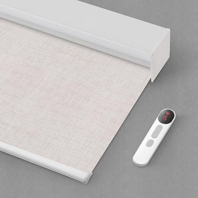 Bringnox Motorized Blinds with Remote,100% Blackout Smart Roller Blinds Compatible with Apple Homekit Google Home and Alexa Via HUB,and Customized (Vigor Milky-11)