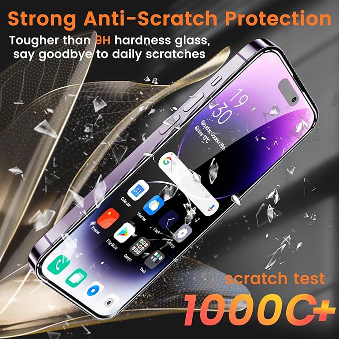 Lesakit 3+3 Pack Privacy Screen Protector for iPhone 14 Pro Max 6.7-Inch with 3 Pack Camera Lens Protector, Anti Spy Tempered Glass Film 9H Hardness Bubble Free Case Friendly