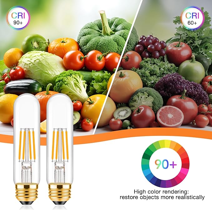 ToBeGreat T30 Light Bulbs 4 Watt Equivalent 40W Bulb E26 Tubular Bulbs T10 LED Bulb Warm White 2700K,Desk Lamp,Bedbroom Bathroom Dimmable,Chandelier,2 Pack