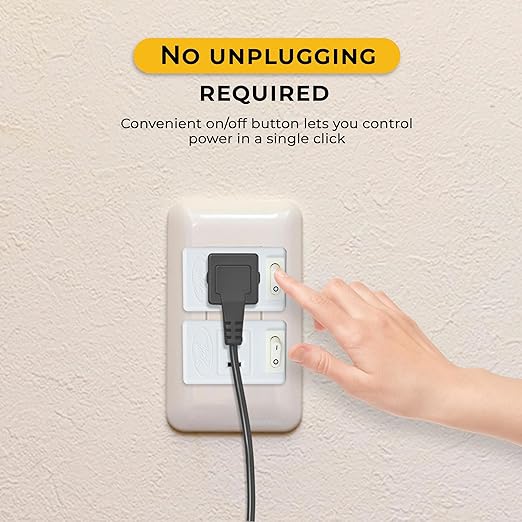 Touch & Glow - 2 Prong Outlet Switch - Single Port Outlet Extender with On/Off Switch - Power Plug for Kitchen Appliances, Lamp, Holiday Lights, Table Fans - Compact Power Adapter (White)
