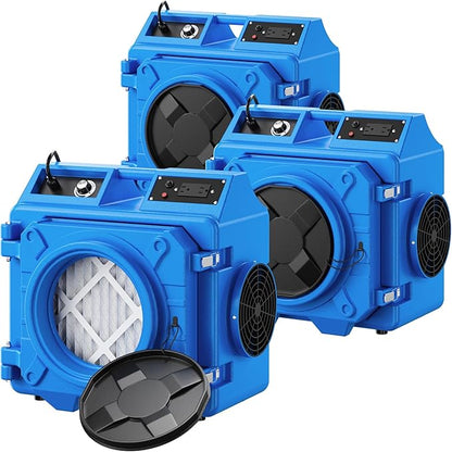 Air Scrubber with 3 Stage Filtration, 550CFM Stackable Negative Air Machine for Industrial and Commercial Use, Heavy Duty Air Cleaner with HEPA/Activated carbon Filter, Blue