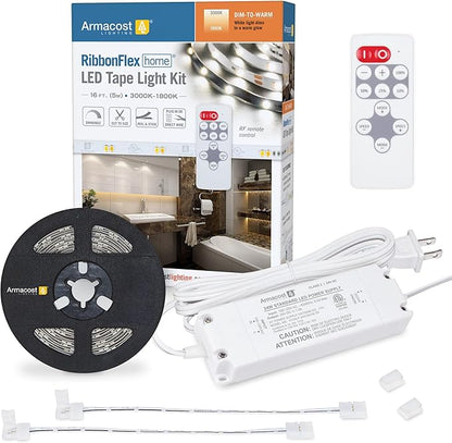 Armacost Lighting 421503 Ribbon Flex Home Dim to Warm LED Tape Light Kit with Remote, 16 ft