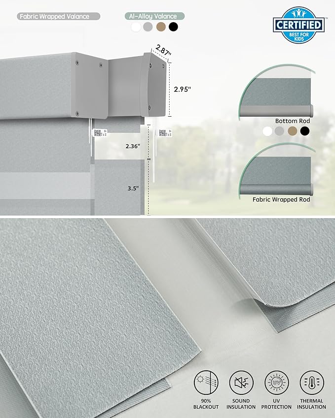 Yoolax Motorized Matter Zebra Blinds Compatible with Alexa, Google Home, Apple HomeKit, Room Darkening Smart Blinds, Privacy Light Control Horizontal Window Blind for Home (90% Shading Starry Gray)