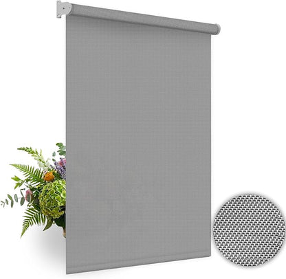 HILADUO Customized Solar Screen Roller Shade Blinds with Remote-Controlled Motorized Operation, Minimal to Blackout Visibility, Made in The USA