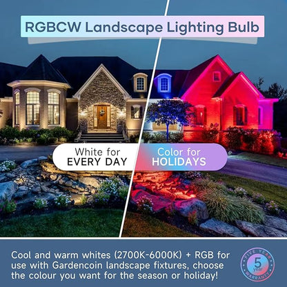 Gardencoin MR16 LED Bulb Color Changing, RGBCW Smart GU5.3 LED Bulbs Dimmable, 6W 12V Bi-Pin Base, Spotlight Bulbs Replacement for Halloween & Christmas Outdoor, WiFi Bluetooth Control (6 Pack)
