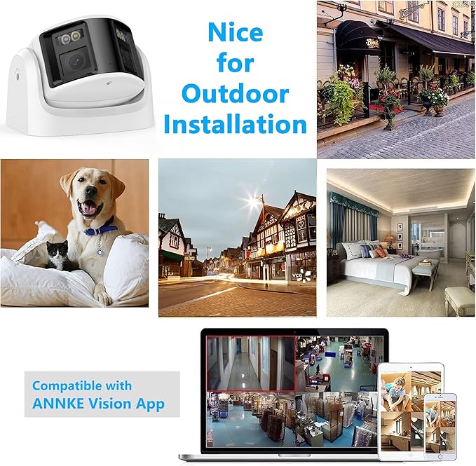 Acusense 8MP Dual Lens PoE IP Camera Outdoor Compatible with Ⲏіkconnect/ iVMS4200/ Guarding Vision, 180° Panoramic Wide Angle, Smart IR & White Light Night Vision, Plastic Casing IP Ethernet Cameras