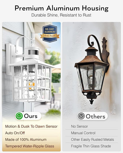 VIANIS Motion Sensor Exterior Wall Light, Brightness Distance Adjustable