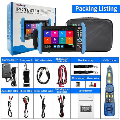 Rsrteng IPC-9800MOVTADHS Pro Full Features CCTV Camera Tester 8K 32MP IP Camera Tester wtih POE++ Max 90W, CCTV Tester with 4K TVI CVI AHD SDI Support DMM OPM TDR 1CH SFP HD VGA WiFi Network Tools