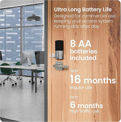 Lockly Guard Deadbolt PGD728WPU Commercial Smart Lock – UL10B/10C Fire Rated Keypad Deadbolt with Fingerprint, Wi-Fi & Bluetooth, Alexa & Google Compatible, 8 AA Batteries, Rekeyable Door Lock