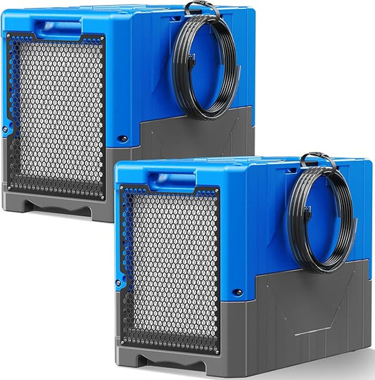 190PPD Commercial Dehumidifier with Pump for Basement-6000Sq.Ft. Warehouse, Large Space Crawl Space Dehumidifier for Efficient Water Damage Restoration-Auto Defrost, Memory Starting, Blue-2PC