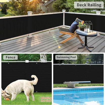 LOVE STORY Balcony Privacy Screen, 3'x15' Deck Shield Screen Fence Cover,UV Protection and Weather-Resistant,3 FT Height for Deck, Patio, Backyard, Outdoor Pool, Porch, Railing, Black