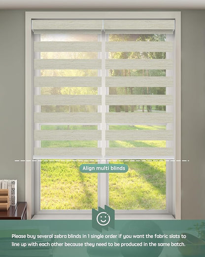 Yoolax Motorized Blinds with Remote, Motorized Zebra Shades Compatible with Alexa, Privacy Motorized Blinds, Zebra Shades for Windows Custom Size(V-Jungle Linen)