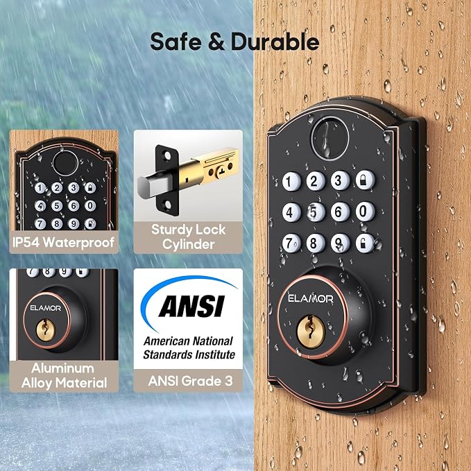 M19 Fingerprint Door Lock, Smart Keyless Entry Deadbolt for Front Door ORB