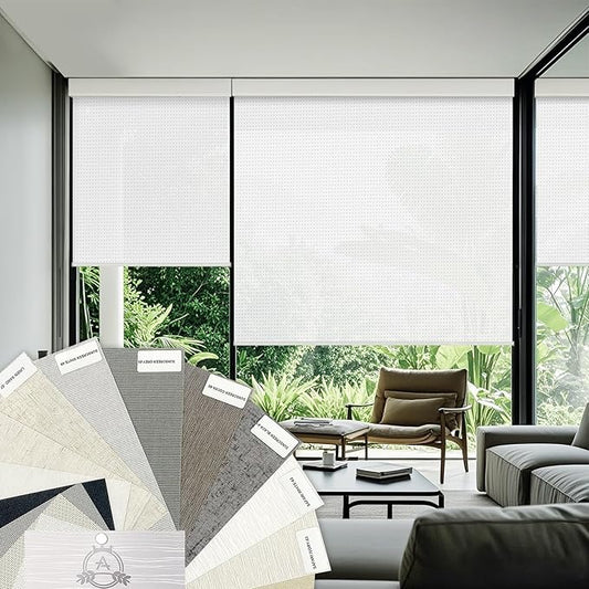 Aprilsmart Motorized Blinds with Remote,Light Filtering Motorized Roller Shades Work with Apple Homekit,Alexa,SmartThings,Google Home,Customize Blinds(White-Fabric Sample)