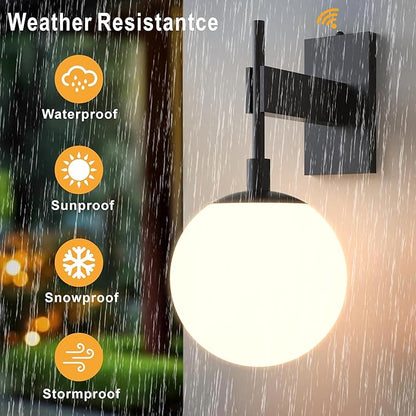 Hyunbae Dusk to Dawn Outdoor Wall Sconces, Modern Exterior Photocell Sensor Front Porch Light, 18.1" Globe Large Outdoor Wall Lighting, Waterproof Outside Lights for House, Doorway, Garage, E26, IP65
