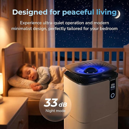 Humidifier and Air Purifier in One, H13 True HEPA Filter, 440 CFM CADR, Covers Up to 1300 Sq Ft, 2.6 Gal Top Fill Tank, Mist-Free Design, Smart App Control, Quiet Operation
