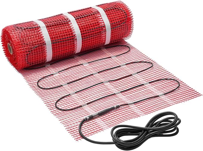 VEVOR Self-Adhesive Mesh Floor Heating Mat, 70 sqft 120V, Smart Thermostat & Alarm, Easy Install for Tile, Stone & Vinyl Flooring