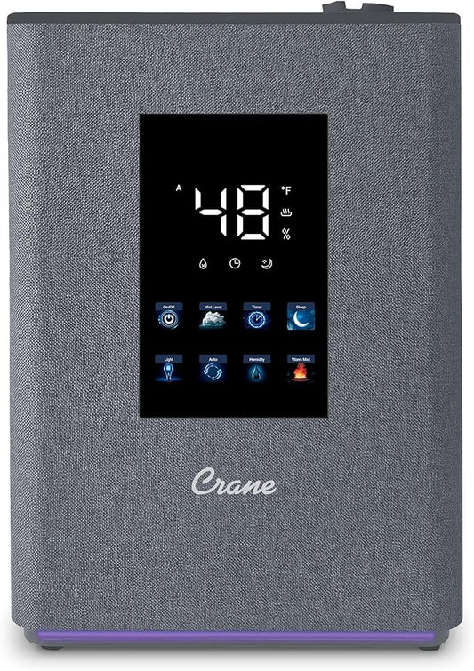 Crane 4.5L Warm and Cool Mist Humidifier, Top Fill Ultrasonic Humidifier for Large Room, Bedroom, Baby Nursery, Easy Clean, Humidifier with Essential Oil Tray, Humidifier with Humidistat & Remote
