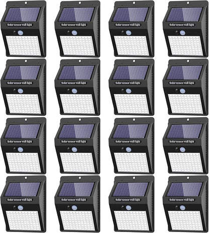16 Pack Solar Lights Outdoor, 3 Modes/100LED Wireless IP65 Waterproof Solar Motion Lights Outdoor for Front Door, Backyard, Garage, Deck