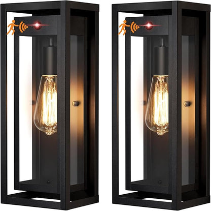 15" Motion Sensor Outdoor Wall Sconce Set of Two, Large Dusk to Dawn Outdoor Sconce Lights, Waterproof Anti-Rust Outdoor Lights for House, Exterior Motion Sensor Light for Garage, Porch