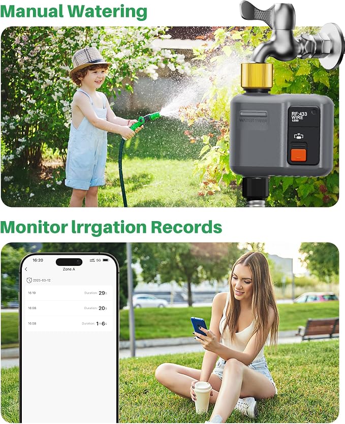 WiFi Water Timer for Garden Hose(2 Valves+1 WiFi Hub)，WiFi Hose Timer