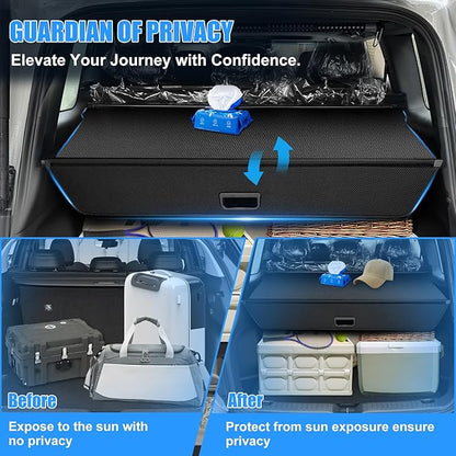 AUXKO Retractable Cargo Cover for XC90 2025-2016, Trunk Cargo Cover Luggage Security Shade Cover for 2025 2024-2016 XC90 Shielding Shade Anti-Peeping Luggage Privacy Screen, Carbon Fiber