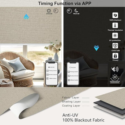 Motorized Blinds with Remote,100% Blackout Motorized Roller Shades