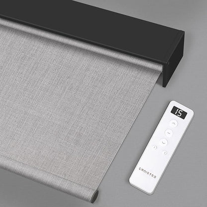 Motorized Blinds Roller Shade with Remote: Canisteo Automatic Smart Blind for Windows 100% Blackout, Electric Blinds Compatible with Alexa/Google Home/Apple Homekit, Customized Size, Neat Light Grey