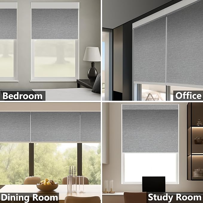 Motorized Blackout Roller Shades with Remote – Smart Blinds for Bedroom, Alexa Google Home Siri, Matter Compatible, Custom Electric Window Shades, Cordless Rechargeable