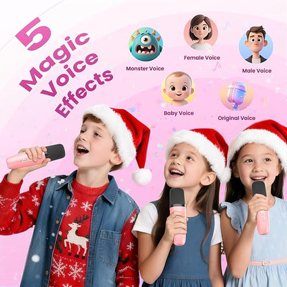 Mini Karaoke Machine for Kids Adults, 2026 TOP Birthday Gifts for Girls Boys 3,4,5,6,7,8+Year Old Toddler Toys, Portable Bluetooth Speaker with 2 Wireless Karaoke Microphones Player (Lavender)