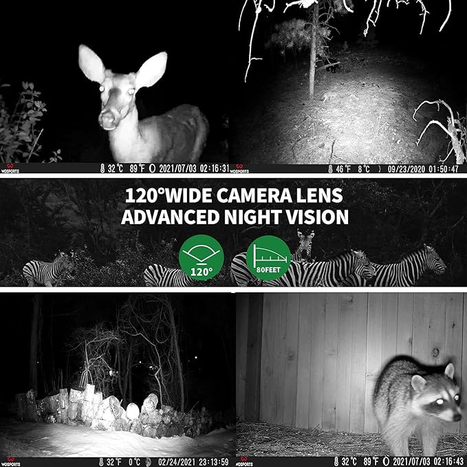 WOSPORTS Trail Camera,56MP 4K 0.2S Trigger Motion Activated,Game Camera with Night Vision IP66 Waterproof 2.0''LCD 120°Wide Trail Cam Lens for Outdoor Scouting Wildlife Monitoring Home Security