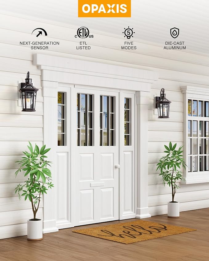 Motion Sensor Porch Lights Outdoor Wall Mount, Oil Rubbed Bronze Exterior Wall Sconce Lantern with E26 Socket, Waterproof Dusk to Dawn Outdoor Lighting Fixtures, Coach Lights for Garage, Patio