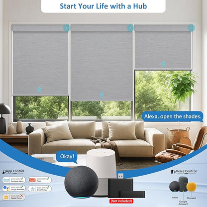 No Drill Motorized Blinds with Remote, No Tools Automatic Blinds for Window, Blackout Motorized Shades, Light-Filtering Smart Blind, Dry Battery, Customized Size, Grey
