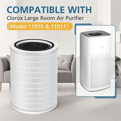 12010 HEPA Replacement Filter Compatible with Clorox 11010 & 11011 Air Purifier, Large Rooms up to 1,500 Sq Ft, 3-in-1 HEPA Filter (12010), 1 PACK