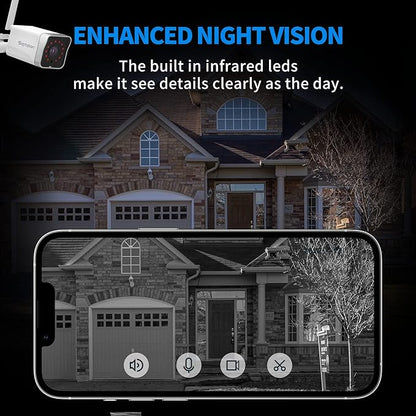 Septekon 4 Pack Outdoor Security Camera 2K，WiFi Cameras for Home Security Outside with Motion Detection Tracking, Night Vision, Two-Way Audio, IP66 Weatherproof, 2.4GHz Wi-Fi, Compatible with Alexa