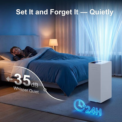 5500 Sq.Ft Dehumidifier for Basement with Drain Hose 100 Pint, Portable Dehumidifiers for Whole Home, 1.6GAL Water Tank, Auto Defrost, Smart Humidity Control, Energy Efficient&Quiet for Bathroom