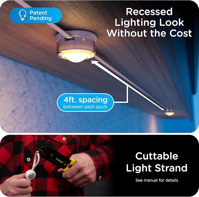 Enbrighten Accent Permanent Outdoor Lights, 50ft, 12 Lights, Smart | White Cord, RGBWIC LEDs, Weatherproof, Cuttable, Link to 200ft, Christmas, App Control, Works with Alexa & Google Home