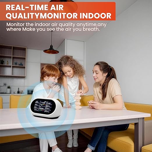 EONIX 11 in 1 Air Quality Monitor Indoor,Portable CO Detector,Real-Time for CO2,AQI, PM1.0,PM2.5,PM10,TVOC, HCHO and Others,Home,Hotel,Office,Car,Air Quality Tester for Home