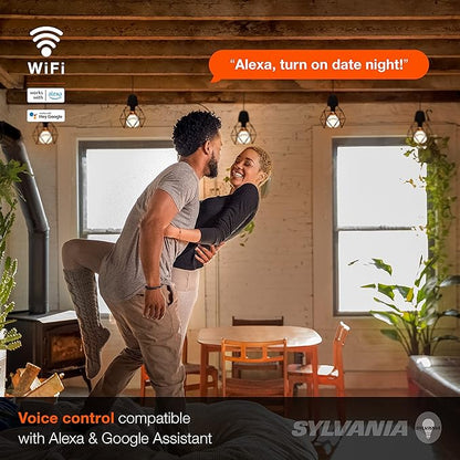 Sylvania WiFi LED Smart G25 Light Bulb, 5W Efficient with Filament, for Alexa/Google Assistant, Energy Star, Clear, 2700K, Soft White - 1 Pack (75798)