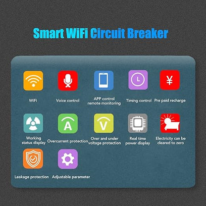 AC85-300V 63A Smart Circuit Breaker, Smart Breaker, Smart Shunt for Tuya Energy Circuit Breaker Multi Function Protector