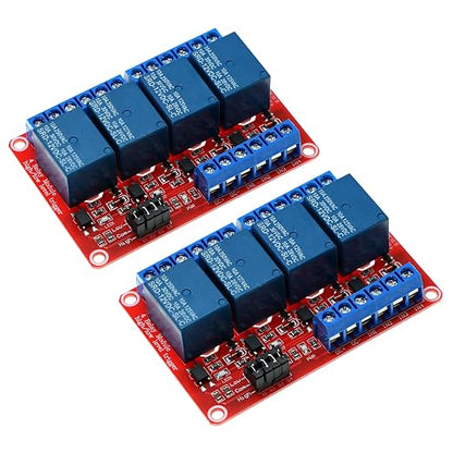 2PCS 4-Channel 12V Relay Module with Optocoupler Isolation – High/Low Level Trigger Control for Arduino, Raspberry Pi, PLC – Industrial Automation, Smart Home DIY (Supports AC/DC Loads)
