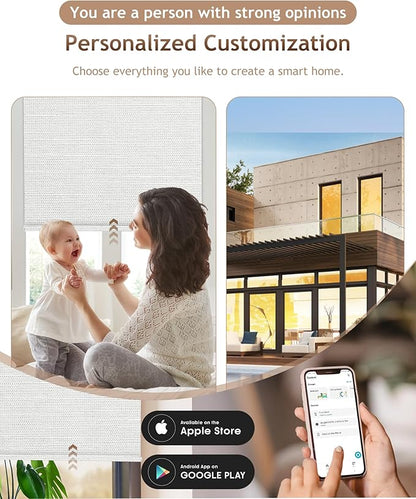 Kincmo Motorized Blinds with Remote,100% Blackout Motorized Roller Shades Work with Apple Homekit,Alexa,Google, Custom Electric Blinds with App,Voice Control (Dreamy White)