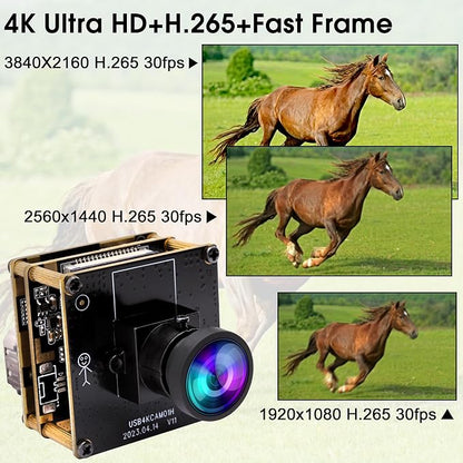 4K HDMI USB Camera Module Wide Angle Webcam for Computer 4K 30fps PC Camera Mini UVC USB2.0 Lightburn Camera for Laser Engraver 2X Digital Zoom USB Security Camera for Laptop Raspberry Pi