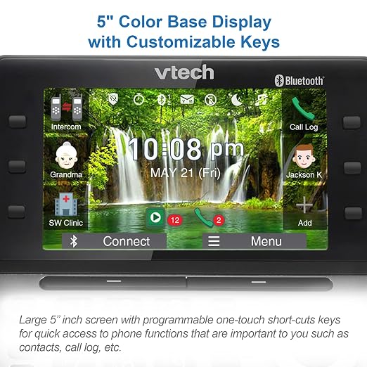 VTech IS8251-3 Business Grade 3-Handset Expandable Cordless Phone for Home Office, 5" Color Display, Programmable Short Cut Keys, Smart Call Blocking, Answering System,Bluetooth Connect to Cell